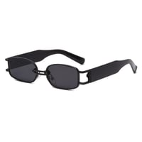 【 Select 】 Metal Combination Rectangle Sunglasses (All Black)