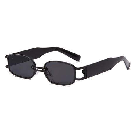 【 Select 】 Metal Combination Rectangle Sunglasses (All Black)