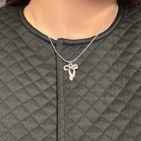 2412NC0283 / Snake chain ribbon motif Necklace（Silver）
