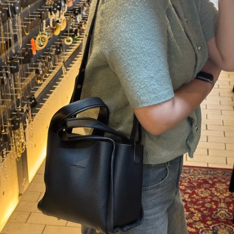 2509BG040(S) / Fake leather 2way sholder bag (Black)