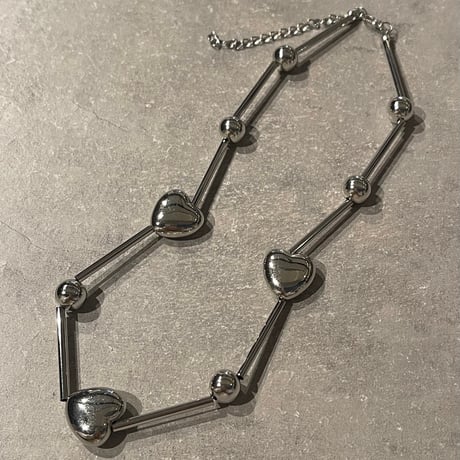 2412NC0282 / Heart connect ball Necklace（Silver）