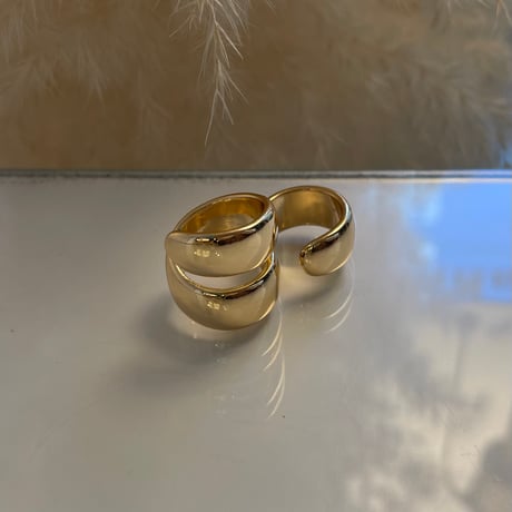 2405RG0466 / Twine around double finger ring（Gold）