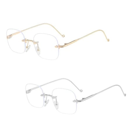 【 Select 】Metal Flame Rimless Oval Sunglasses (Gold/Clear)