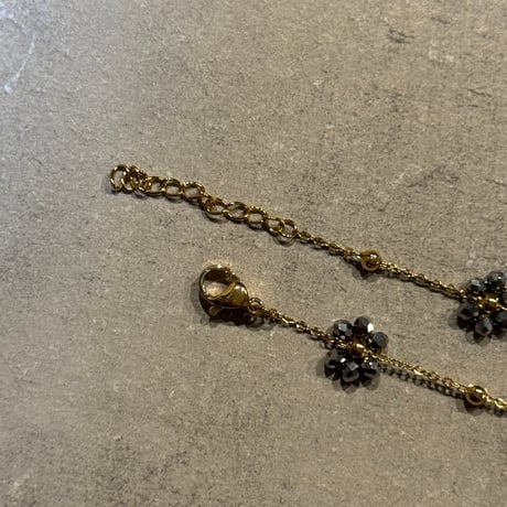 2505BR0087/ Gray beads bracelet（Gold）