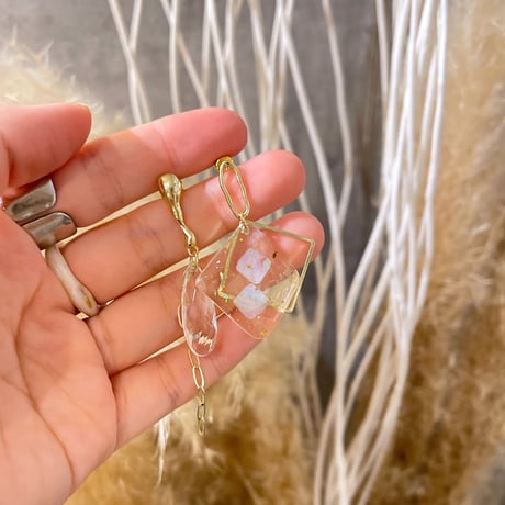 Asymmetry acrylic Pierce（Clear/Gold） /  2205_PR0475