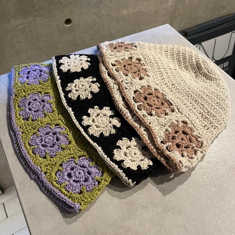 2504HW0082(S) / Flower knit bucket hat（Beige）