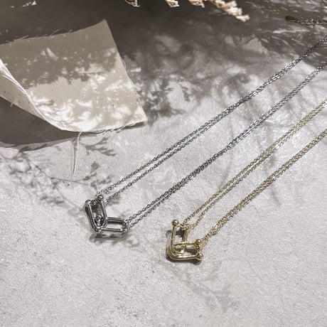 U type double chain necklace （Gold）/ 2210_NC0163