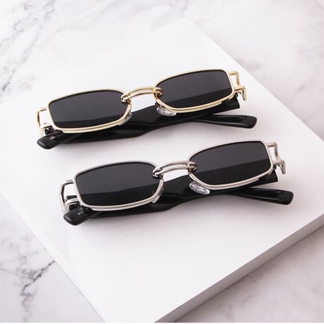 【 Select 】 IM22SG034 / Metal Combination Rectangle Sunglasses (Gold/Green)