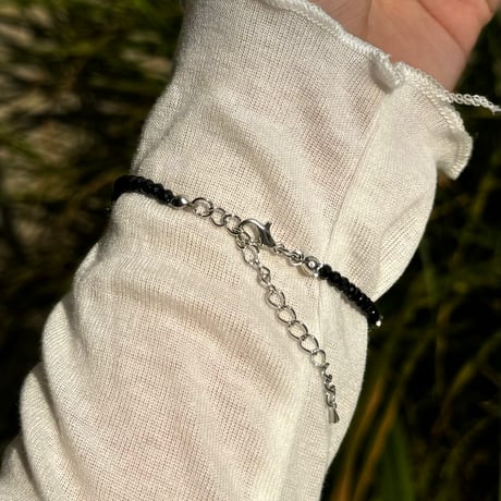 2408BR0057 ／ beads ribbon bracelet（Black）