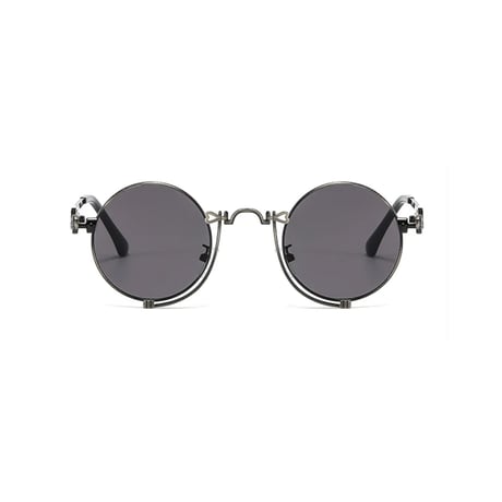 【 Select 】Vintage Style Metal Carving Frame Sunglasses (Black/Grey)