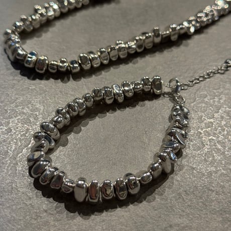 2505BR0086 / Metal beads chain  bracelet（silver）