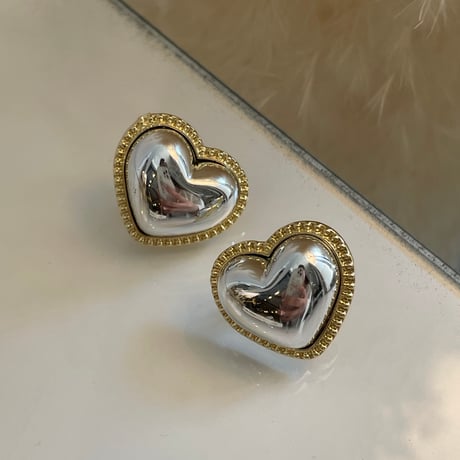 2405PR0721/  double color heart  pierce（Silver/Gold）