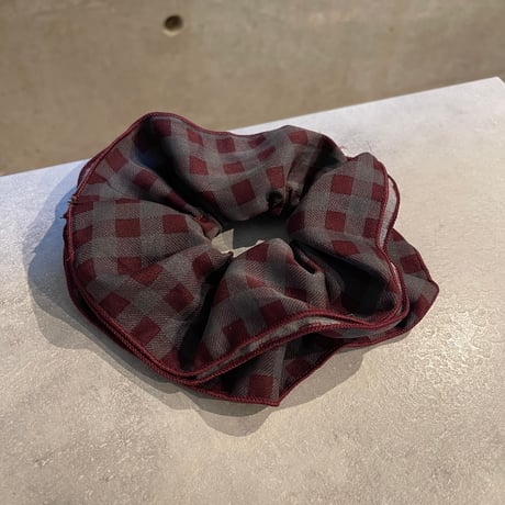 2512HA0077（S）/ Check Frill Hair rubber（Wine）