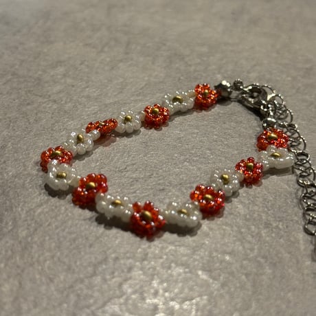 2505BR0088/ beads flower bracelet（Red）