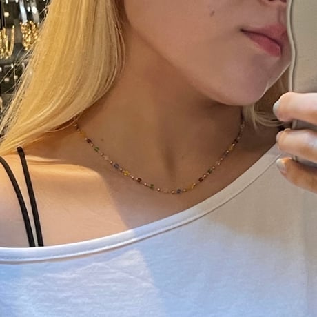 2604NC0383  /  Color beads Necklace（Gold）
