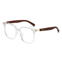 【 Select 】 Metal Artificial Wood Vintage Sunglasses （Clear/Clear )