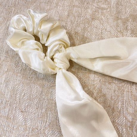 Mini ribbon Hair tie（White）/ HA-089