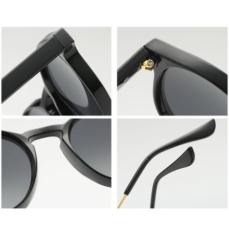 【 Select 】 Metal combination Round Sunglasses (Beige/Grey)
