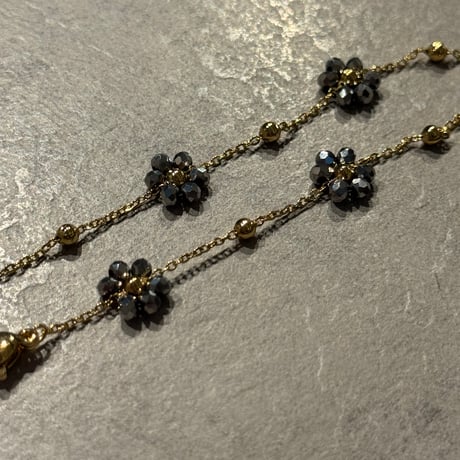 2505BR0087/ Gray beads bracelet（Gold）