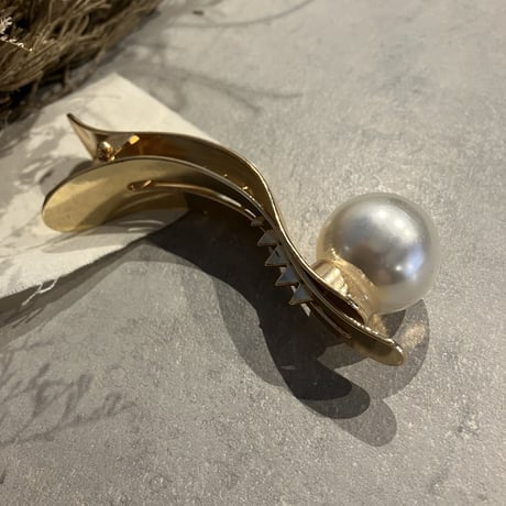 Big pearl curve Hair clip（Gold）/ HA-084