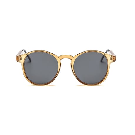 【 Select 】 Metal combination Round Sunglasses (Beige/Grey)