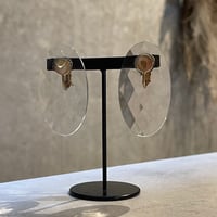 2403ER004 / Round clear plate Clip Earrings（Clear）