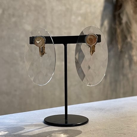 2403ER004 / Round clear plate Clip Earrings（Clear）