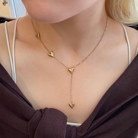 2503NC0332 / Y Heart motif necklace（Gold)