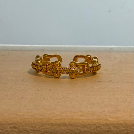 2606RG0804 / Shine Splice Geometric Hollow Chain ring（Gold）