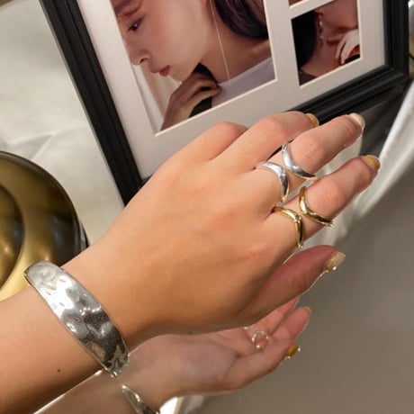 Creative Twisted Wave Geometric ring （Silver） /  2107-RG118