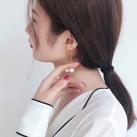 Metal Cross Pearl Pierce （Gold）  / 2106-PR0157