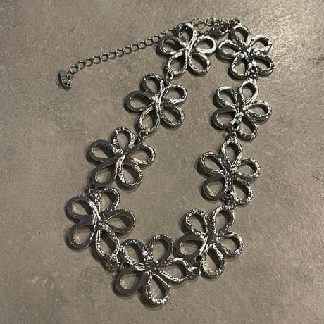 2505NC0338 / Big Flower motif metal choker（Silver）