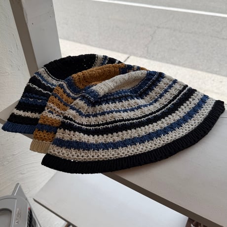 2411KC130002BB(S) / Border crochet Hat（Black）