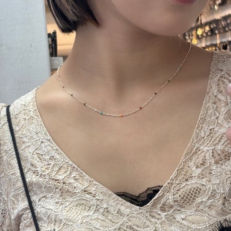 2606NC0399 / Pop color silver beads Necklace（Silver/Multi）