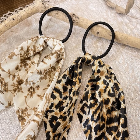 Simple ribbon Hair tie（leopard）/ HA-092