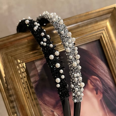 2409HA0081 /  Pearl stone headband（Silver）