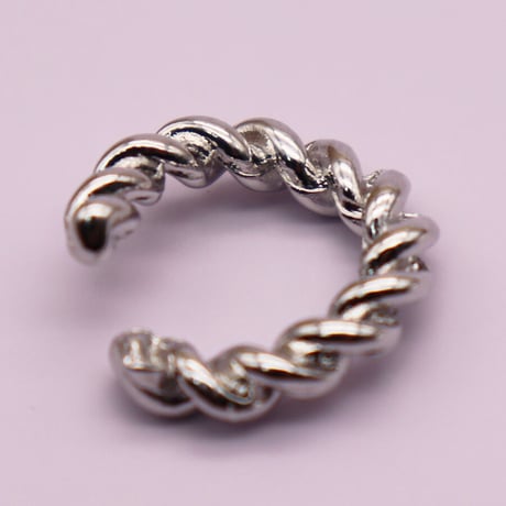 Rope Chain Twist Hoop Earcuff （Silver/Medium） / EC055