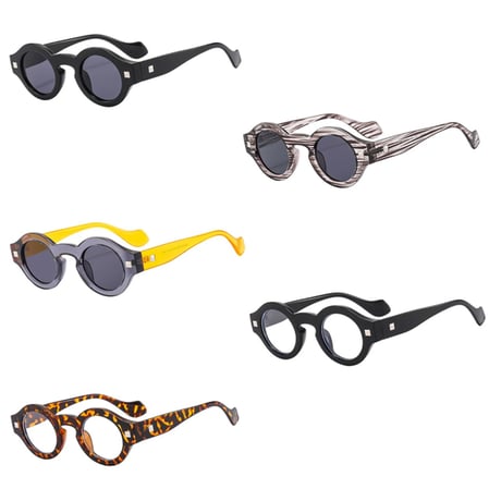 【 Select 】Vintage Small Round Sunglasses (Black/Grey)
