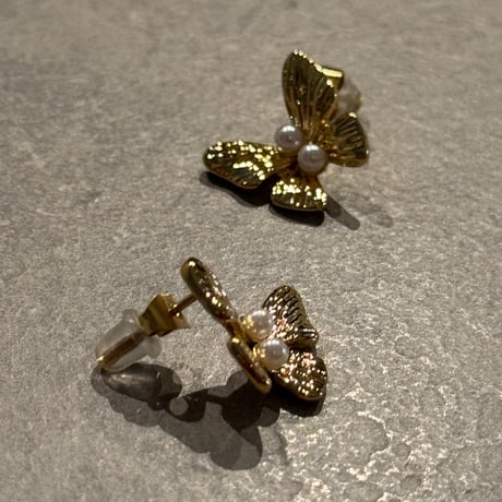 2503PR0768 / mini butterfly  pearl Pierce（Gold)