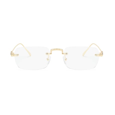 【 Select 】Metal Flame Rimless Squarer Sunglasses #1 (Gold/Clear)