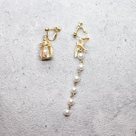 Birdcage  Earrings / Non hole /  ER-033