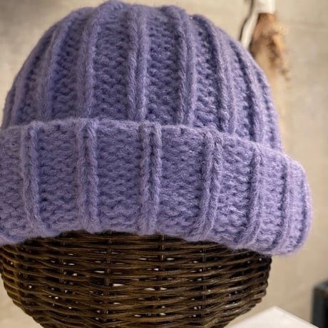 SEL251110BN(S) / Handmade Knit Beanie Hat（Purple）