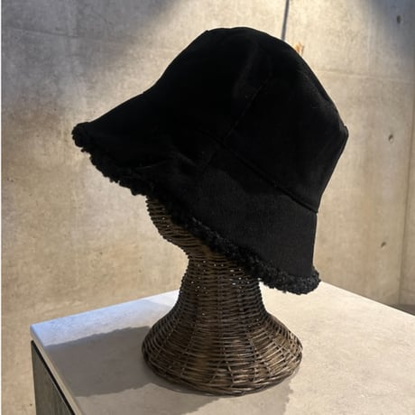 2409HW0053(S)/ Corduroy×Boa Reversible Hat（Black）