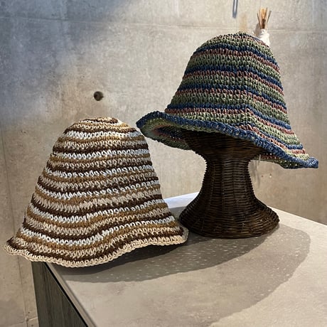 2503HW0078(S) / Wired Border Paper Hat（Navy/Green）