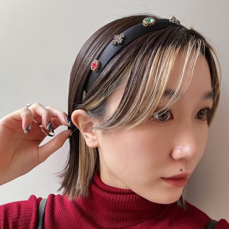 Bijou headband（Check）/ HA-034