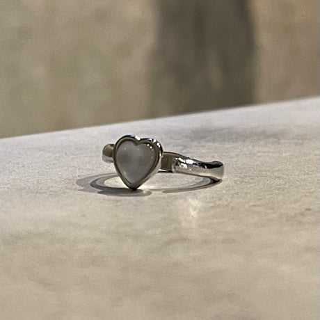 2407RG0501 / Mini heart stone open ring（Silver）