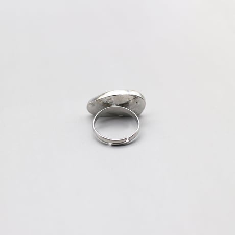 Acrylic Marble Deformation oval Ring（Silver） /  2110-RG132