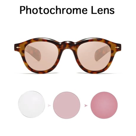 【 Select 】Oval Retro Rivets Photochromic Lens Sunglasses (Demi/Clear~Red)