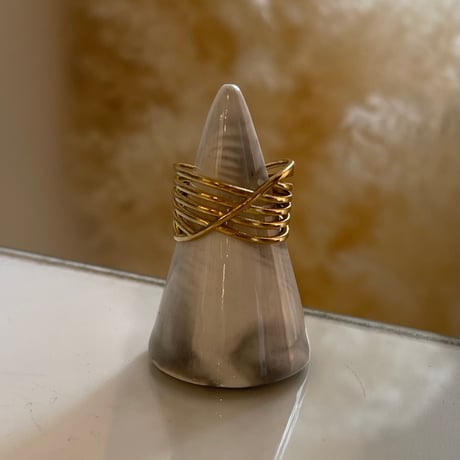 2401RG0375 / Cross layer line ring（Gold）