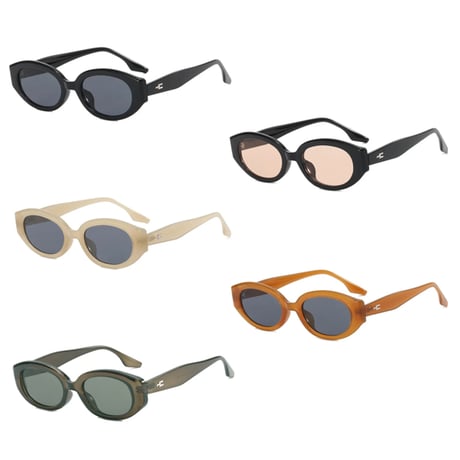 【 Select 】Vintage Retro Oval Design Sunglasses (Jerry Cream/Gray)